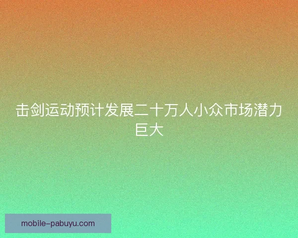 击剑运动预计发展二十万人小众市场潜力巨大
